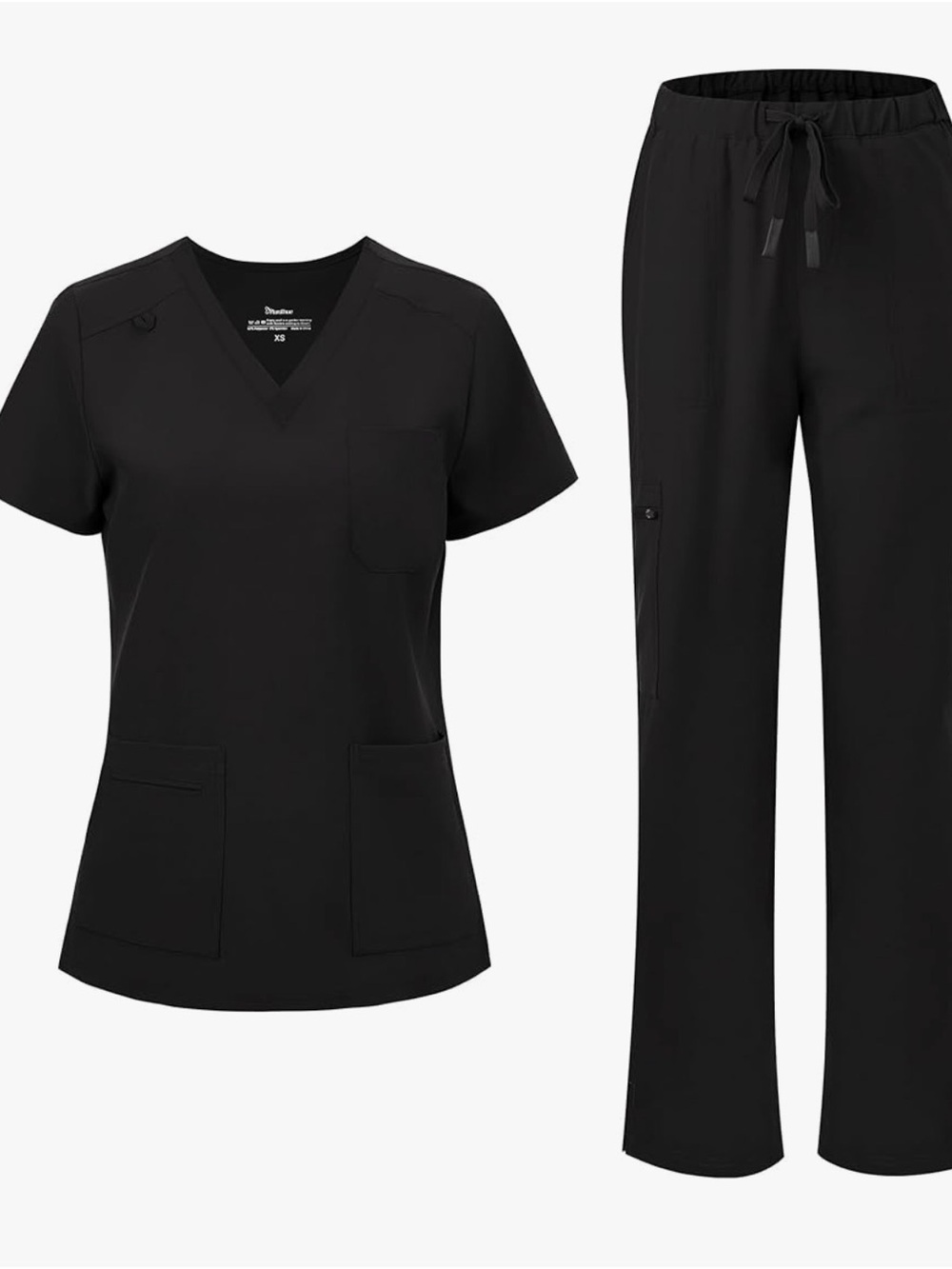Black Medical Scrub Set - Top & Pants